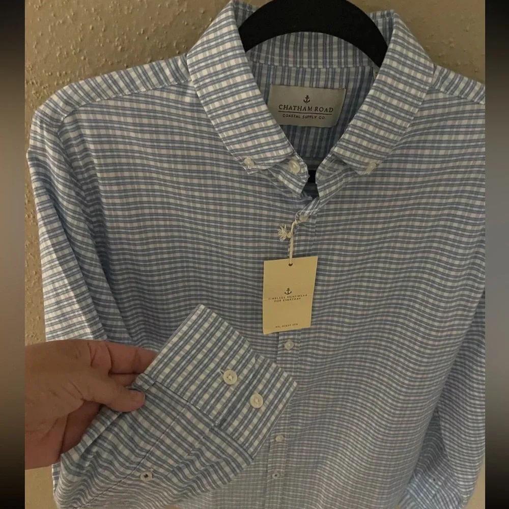 Catham Road Collared Shirt NWT Button-Down Checkerboard Long Sleeve MEN'S SMALL - Picture 6 of 14